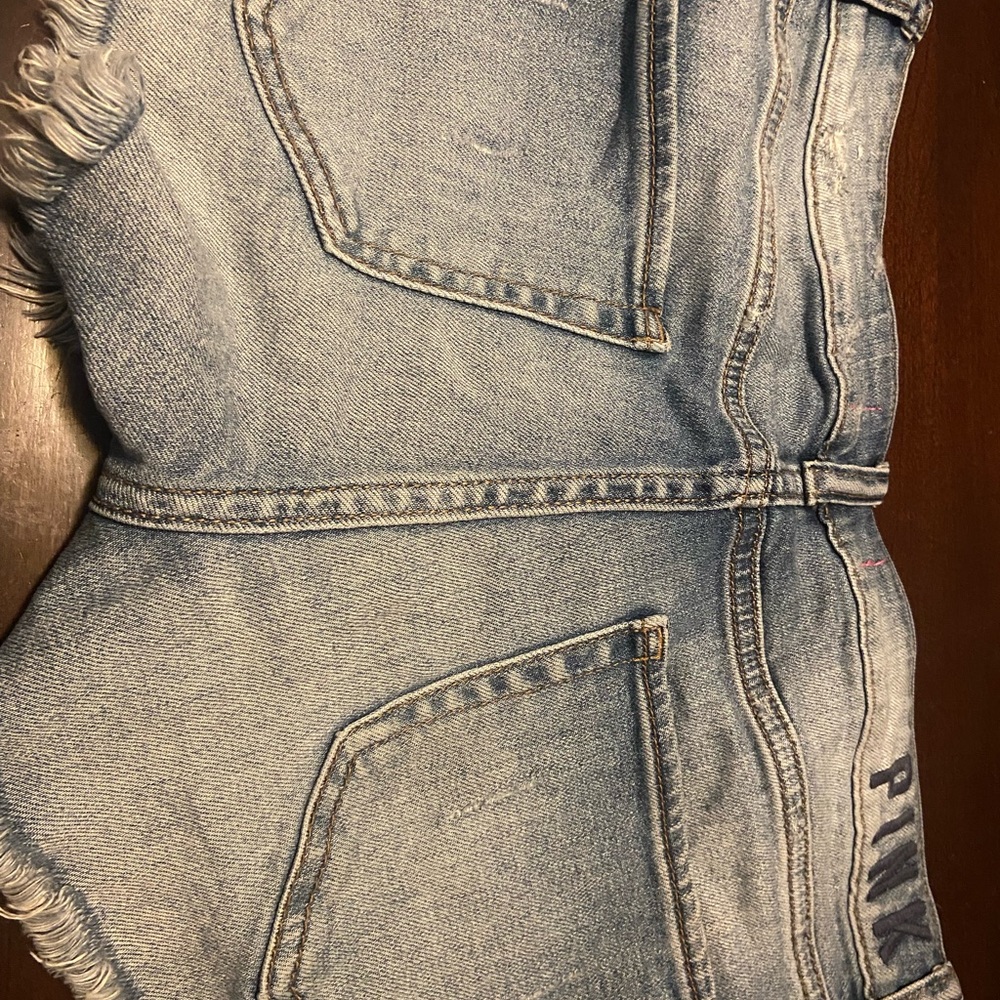 Pink cut off jean shorts